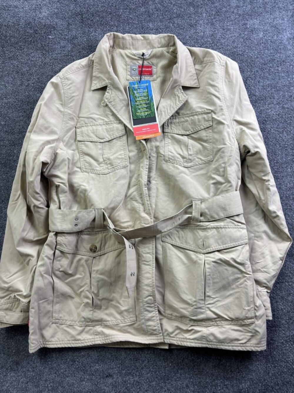 Craghoppers NosiLife Lucca Jacket Womens 14 Beige Belted Safari Travel Hiking‎